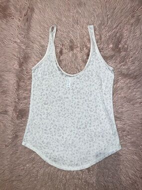 Sheer Leopard Print Tank Top – Size Small – White